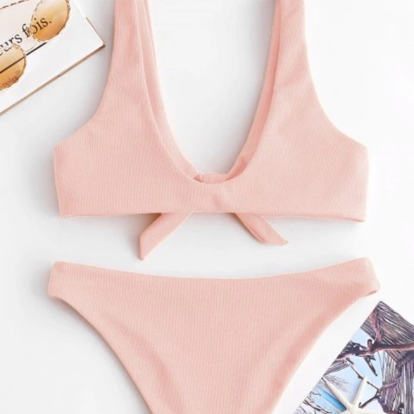 ZAFUL Light Pink Textured Bikini, NWT, size M - Picture 2 of 8